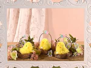 panier de Pâques nid de poussins en gros