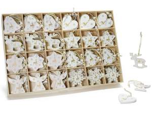 Grossiste décorations de Noël en bois blanc