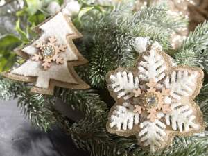 Grossiste décorations de Noël bois strass accroche