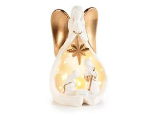 Grossista presepio ceramica bianca oro
