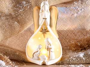 Grossista presepio ceramica bianca oro