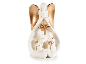 Grossista presepio ceramica bianca oro
