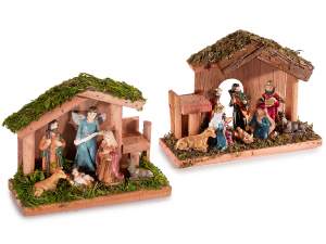 Ingrosso presepe legno Natale personaggi natalizi
