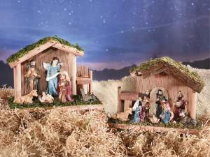 Ingrosso presepe legno Natale personaggi natalizi