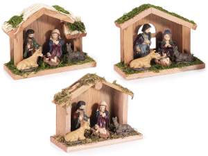 Ingrosso presepe legno Natale personaggi resina