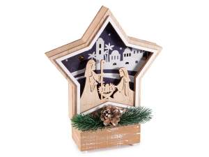 ingrosso decoro presepe legno luci