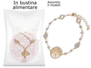 Pulsera sorpresa metal Árbol en cartulina y bolsa de comida