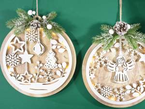 Ingrosso decori natale palline legno