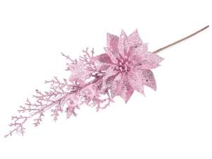 Ingrosso fiori artificiali natale rosa