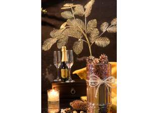 Ingrosso rami decorativi natale oro glitter