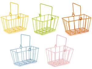 wholesaler colored metal baskets handle