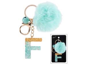 wholesaler keychain letter F pompom