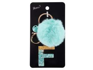 wholesaler keychain letter F pompom