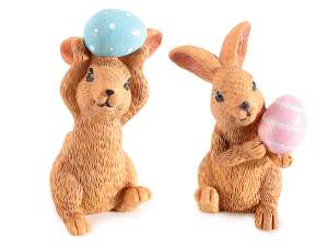 wholesale Easter bunnies resin egg decoration