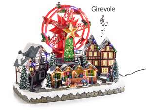 Wholesale Christmas village wheel lights music