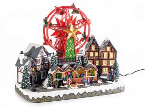 Wholesale Christmas village wheel lights music