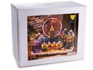 Wholesale Christmas village wheel lights music