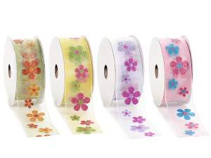 Wholesaler ribbons organza flower glitter