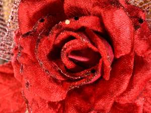 Ingrosso rose rosse artificiali stoffa