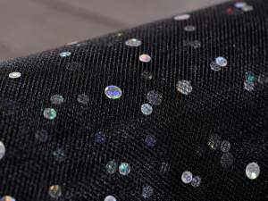 Tulle bianco nero paillettes all'ingrosso