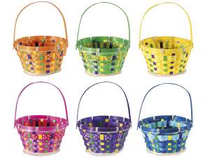 wholesale colored bamboo baskets handle