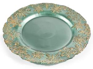 Wholesale round food plate green glass