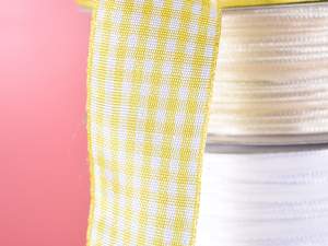 Ruban à carreaux jaune et blanc en gros