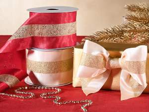 Vente en gros rubans de Noël en or rouge