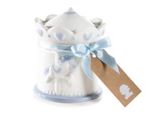 Ruban de satin double bleu bébé en gros