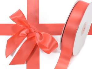 Rubans double satin rouge corail