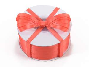Ruban satin double corail rouge en gros