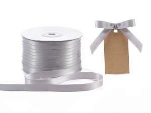 Ruban satin double gris argenté en gros
