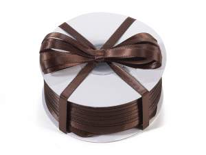 Ruban satin double marron en gros
