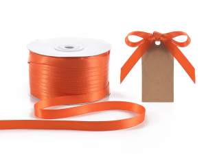 Ruban satin double orange en gros