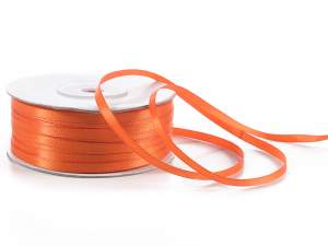 Ruban satin double orange en gros