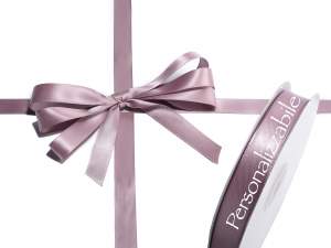 Ruban satin double personnalisé gris tourterelle