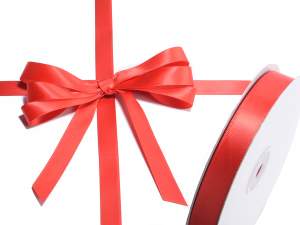 Ruban double satin rouge fraise en gros