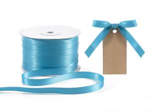 Ruban satin double turquoise en gros