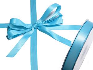 Ruban satin double turquoise en gros
