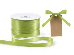 Ruban satin double vert pomme en gros