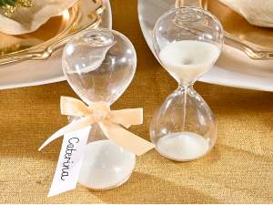 Vente en gros sablier en verre de sable blanc