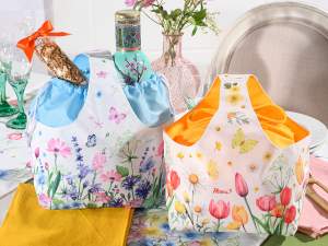 gros panier sac toile fleurie