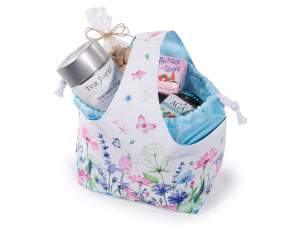 gros panier sac toile fleurie