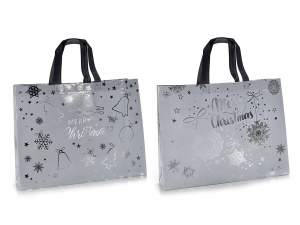 Grossiste sacs shopping Noël argent