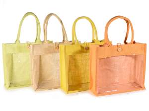 Grossiste sacs en jute fenêtre transparente