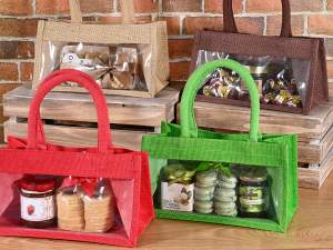 sacs en jute en gros vitrine colorée