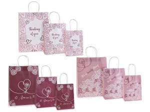 Grossiste sacs en papier Saint Valentin coeurs