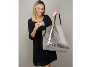 Grossiste sacs tissu metallise argente