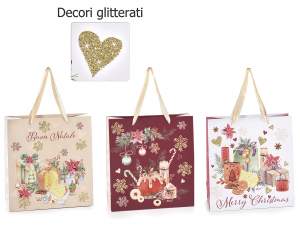 ingrosso sacchetto natale glitter