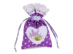 ingrosso sacchettino cotone pois lavanda